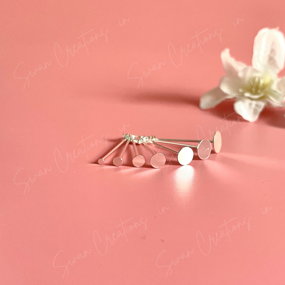 Swan creations, round set, bindi stamps, round bindi , silver bindi moulds, pottu kutchi, bindi, kumkum, chukka pulla, chukki kaddi(2) 925 Silver Classic Round - Set of 7 - Image 1