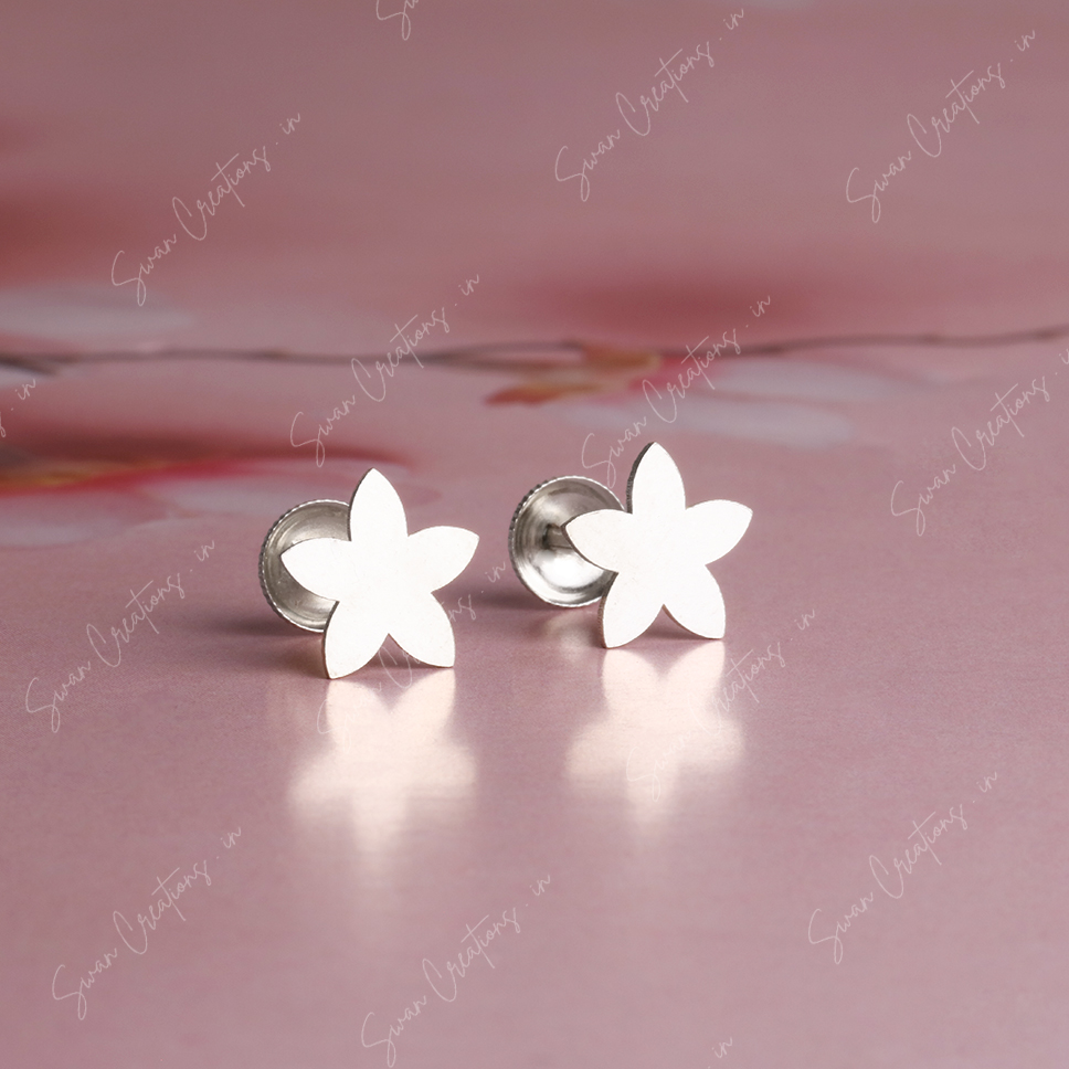 balloon flower-swancreations-earrings-everday earrings-925 silver stud-925 earrings-silver earring-925 silver earring 925 Silver Earring - BALLOON FLOWER - Image 1
