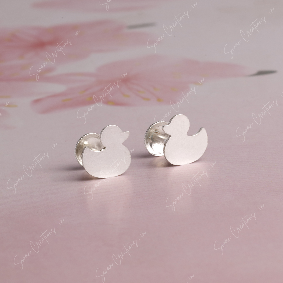 quack -swancreations-earrings-everday earrings-925 silver stud-925 earrings-silver earring-925 silver earring (2) 925 Silver Earring - QUACK - Image 1