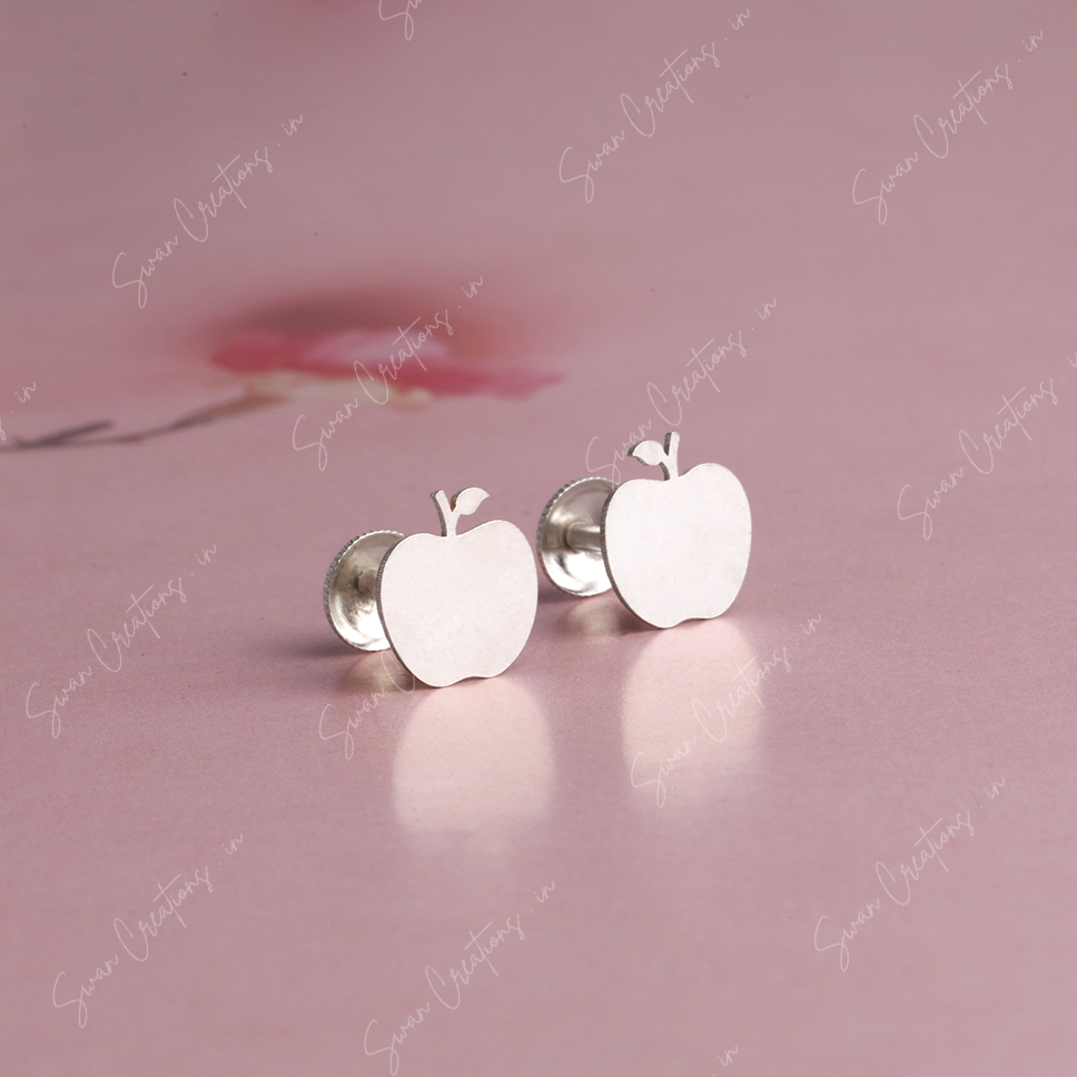 adams apple -swancreations-earrings-everday earrings-925 silver stud-925 earrings-silver earring-925 silver earring 925 Silver Earring - ADAMS APPLE - Image 1