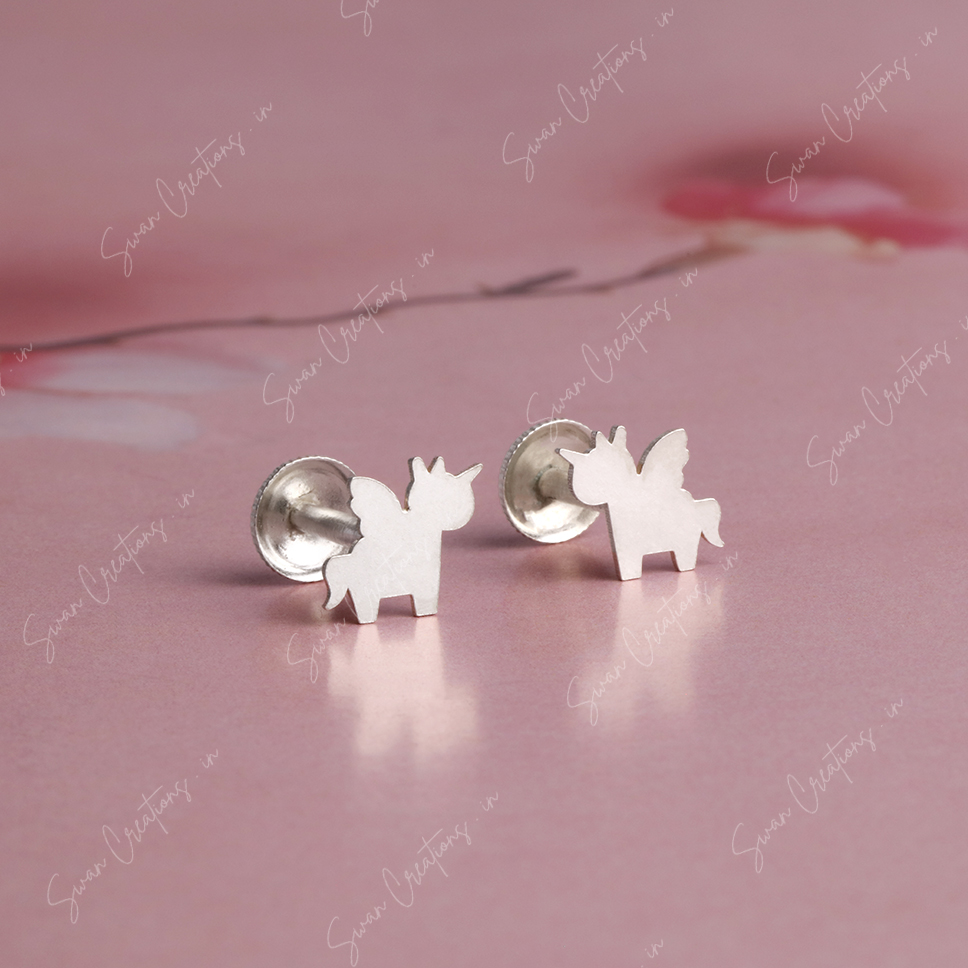alicorn -swancreations-earrings-everday earrings-925 silver stud-925 earrings-silver earring-925 silver earring 925 Silver Earring - ALICORN - Image 1