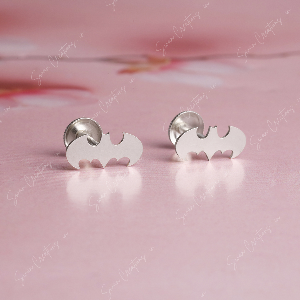 batman -swancreations-earrings-everday earrings-925 silver stud-925 earrings-silver earring-925 silver earring 925 Silver Earring - BATMAN - Image 1