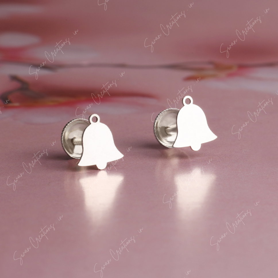 bell -swancreations-earrings-everday earrings-925 silver stud-925 earrings-silver earring-925 silver earring 925 Silver Earring - BELL - Image 1