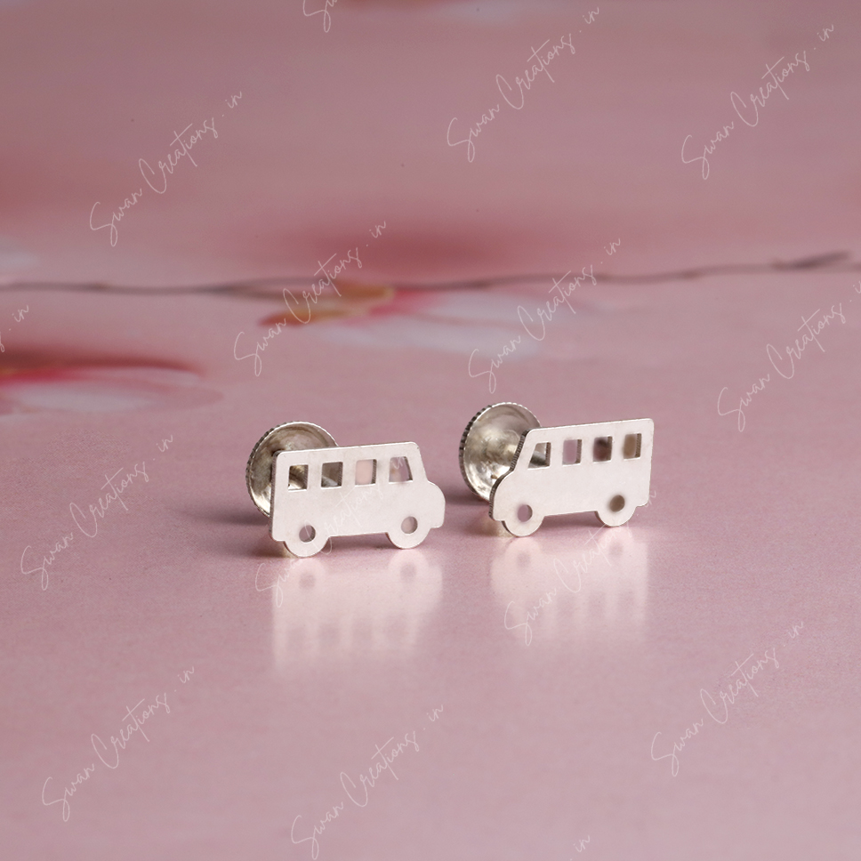 bus -swancreations-earrings-everday earrings-925 silver stud-925 earrings-silver earring-925 silver earring 925 Silver Earring - BUS - Image 1