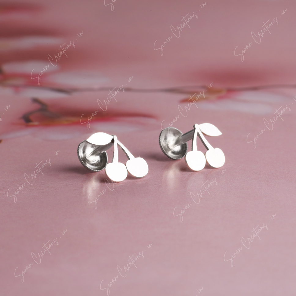 cherry -swancreations-earrings-everday earrings-925 silver stud-925 earrings-silver earring-925 silver earring 925 Silver Earring - CHERRY - Image 1