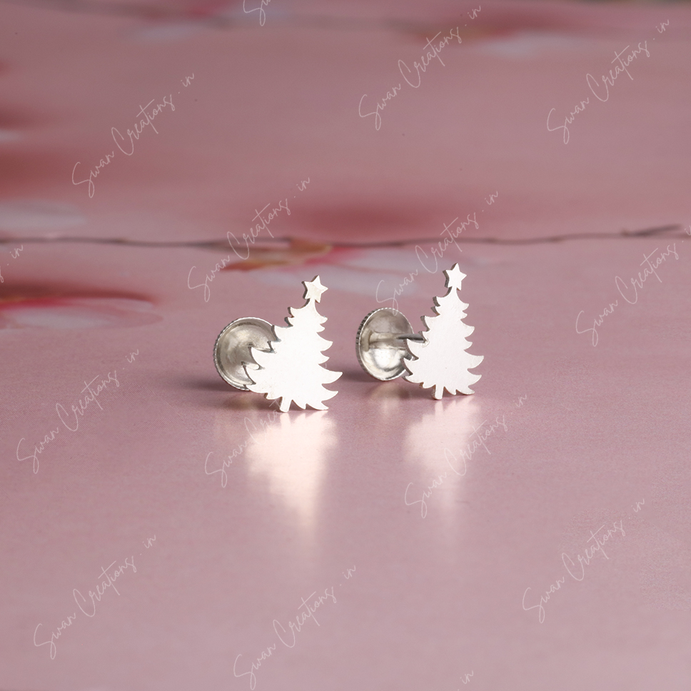 christmas tree -swancreations-earrings-everday earrings-925 silver stud-925 earrings-silver earring-925 silver earring 925 Silver Earring - CHRISTMAS TREE - Image 1