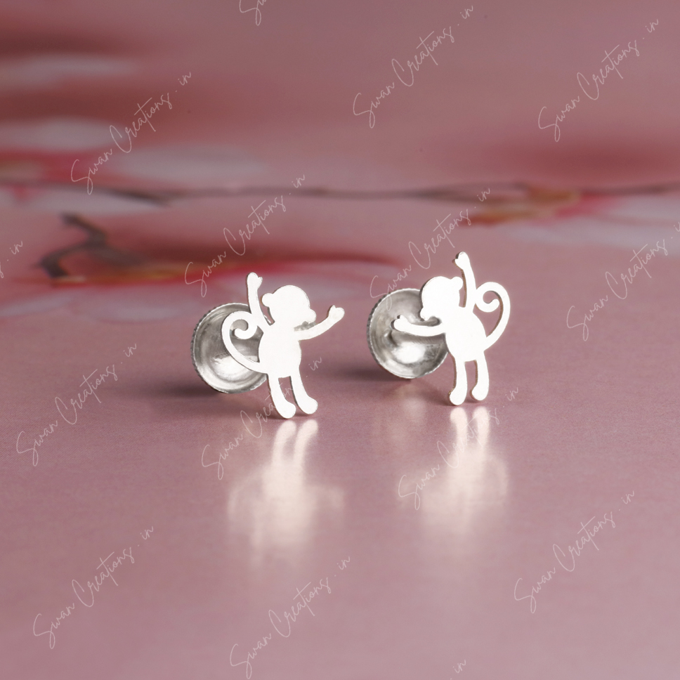 dancing ape-swancreations-earrings-everday earrings-925 silver stud-925 earrings-silver earring-925 silver earring (2) 925 Silver Earring - DANCING APE - Image 1