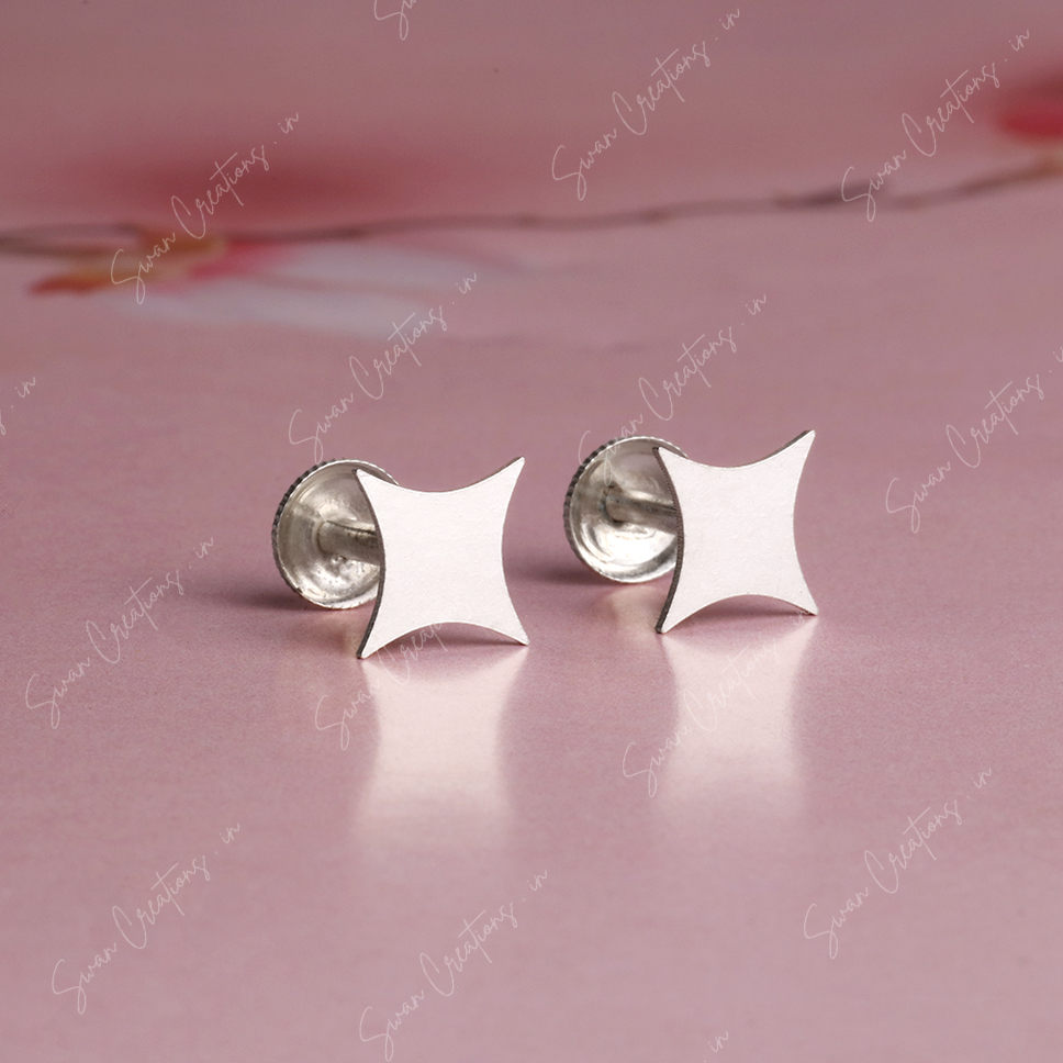 diamond -swancreations-earrings-everday earrings-925 silver stud-925 earrings-silver earring-925 silver earring 925 Silver Earring - DIAMOND - Image 1