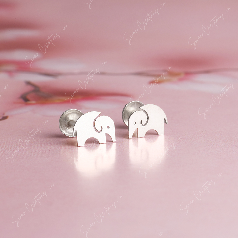 elephant -swancreations-earrings-everday earrings-925 silver stud-925 earrings-silver earring-925 silver earring 925 Silver Earring - ELEPHANT - Image 1