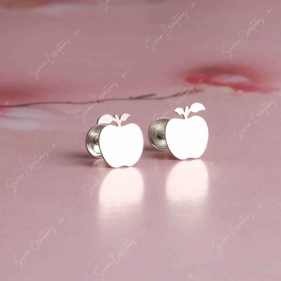 eves apple -swancreations-earrings-everday earrings-925 silver stud-925 earrings-silver earring-925 silver earring (3) 925 Silver Earring - EVES APPLE - Image 1