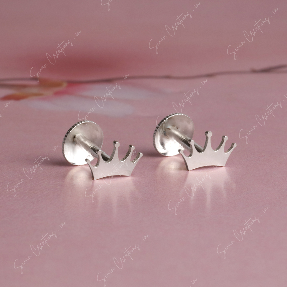 king -swancreations-earrings-everday earrings-925 silver stud-925 earrings-silver earring-925 silver earring 925 Silver Earring - KING - Image 1