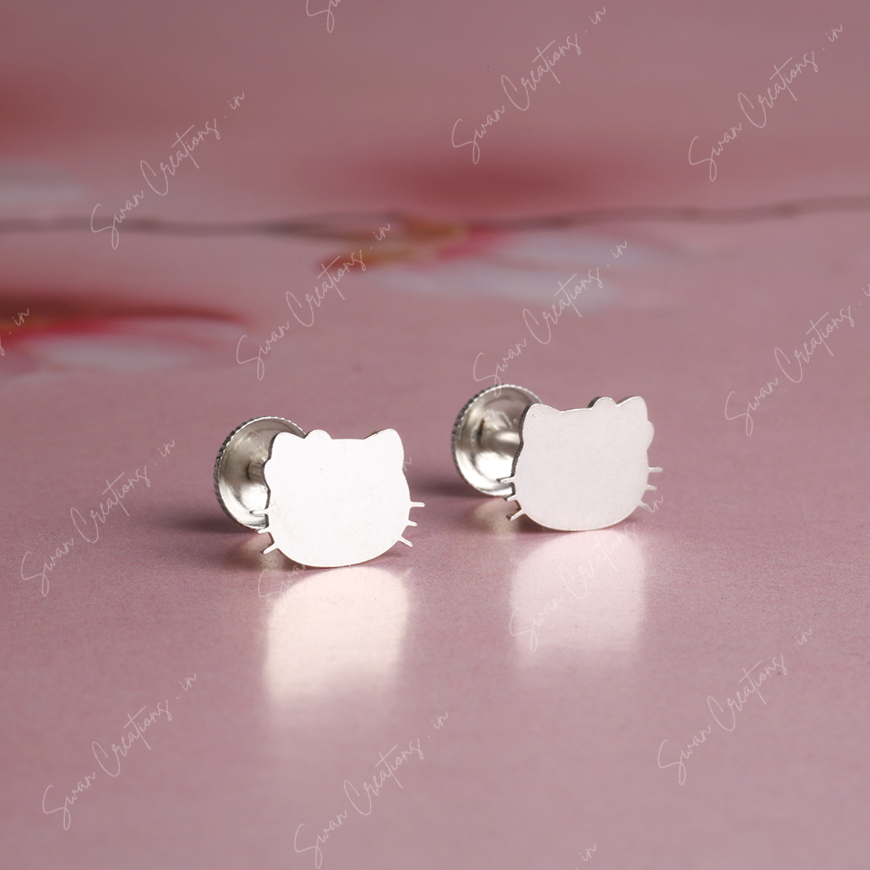 kitty -swancreations-earrings-everday earrings-925 silver stud-925 earrings-silver earring-925 silver earring 925 Silver Earring - KITTY - Image 1