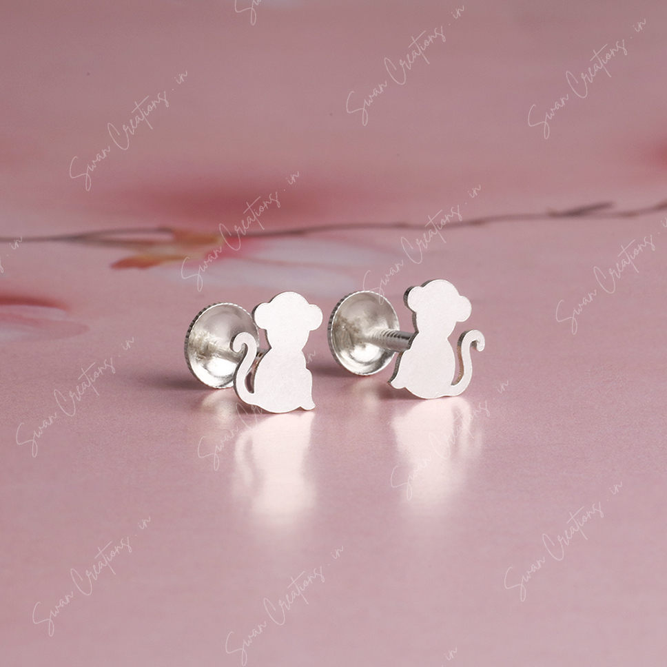 monkey -swancreations-earrings-everday earrings-925 silver stud-925 earrings-silver earring-925 silver earring 925 Silver Earring - MONKEY - Image 1