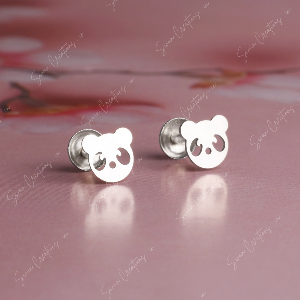 panda -swancreations-earrings-everday earrings-925 silver stud-925 earrings-silver earring-925 silver earring 925 Silver Earring - PANDA - Image 1