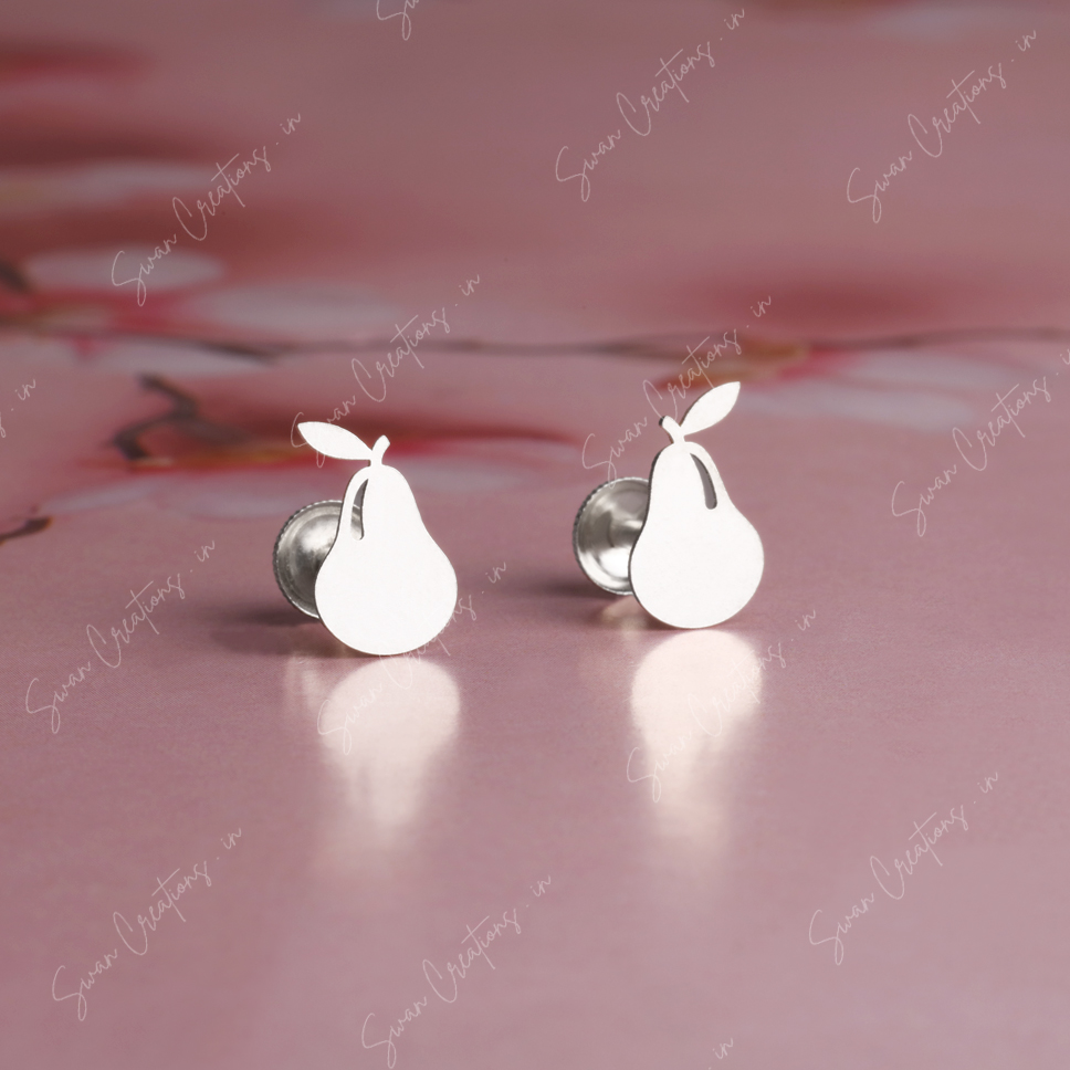 pear -swancreations-earrings-everday earrings-925 silver stud-925 earrings-silver earring-925 silver earring 925 Silver Earring - PEAR - Image 1