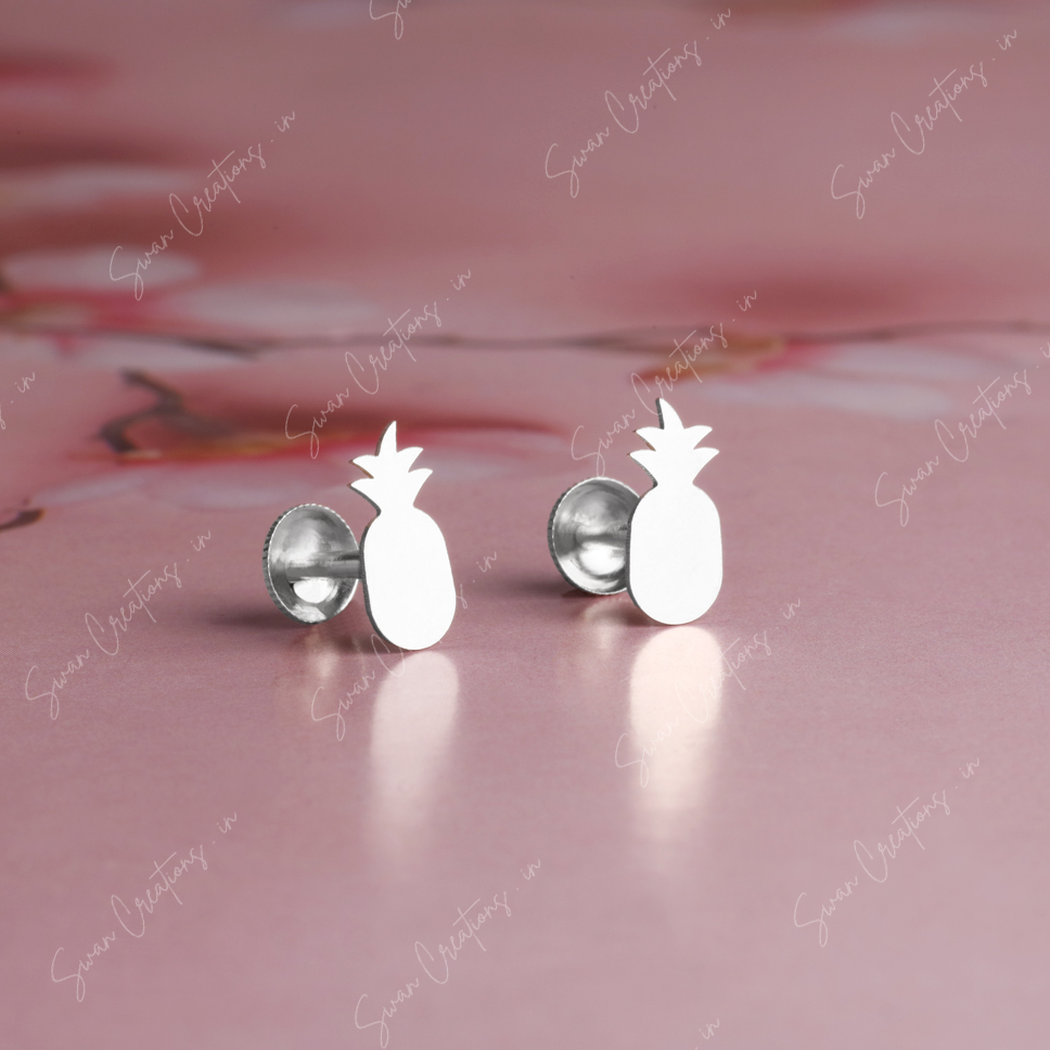 pineapple -swancreations-earrings-everday earrings-925 silver stud-925 earrings-silver earring-925 silver earring 925 Silver Earring - PINEAPPLE - Image 1
