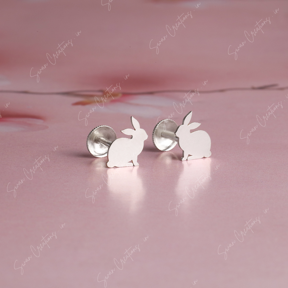 rabbit -swancreations-earrings-everday earrings-925 silver stud-925 earrings-silver earring-925 silver earring 925 Silver Earring - RABBIT - Image 1