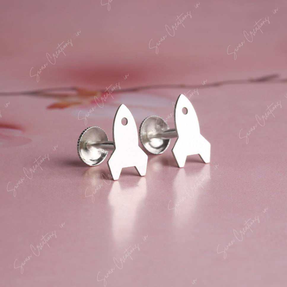 rocket -swancreations-earrings-everday earrings-925 silver stud-925 earrings-silver earring-925 silver earring 925 Silver Earring - ROCKET - Image 1