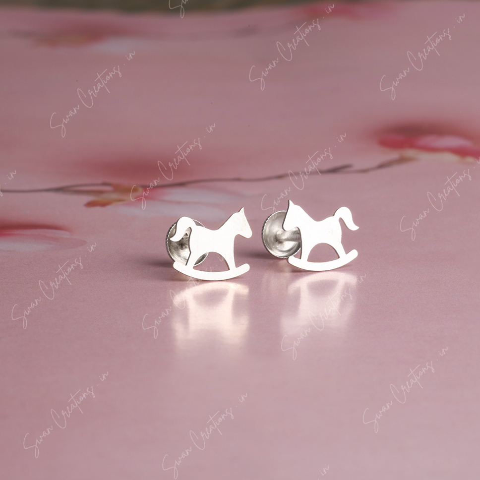 rocking horse-swancreations-earrings-everday earrings-925 silver stud-925 earrings-silver earring-925 silver earring 925 Silver Earring - ROCKING HORSE - Image 1