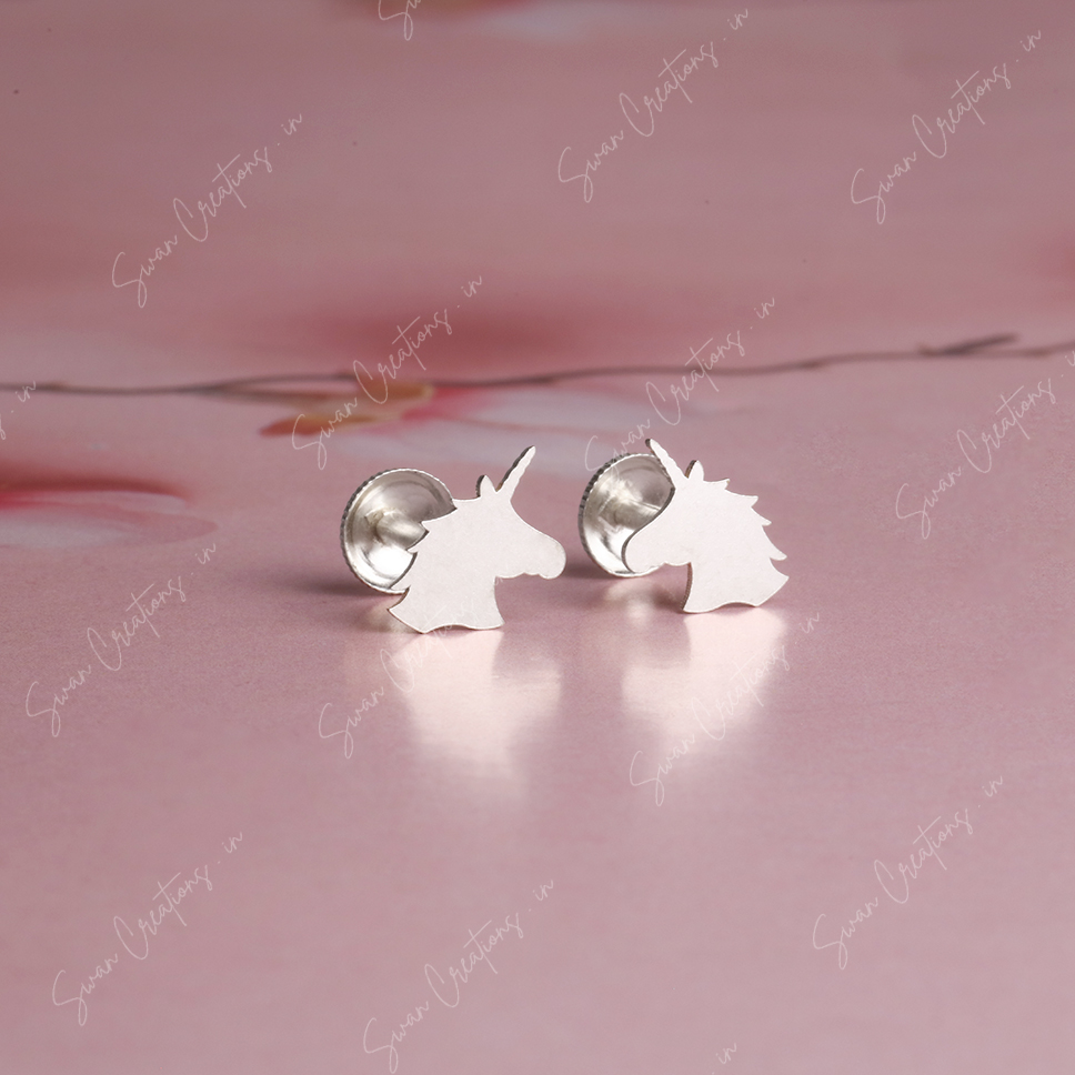 unicorn -swancreations-earrings-everday earrings-925 silver stud-925 earrings-silver earring-925 silver earring 925 Silver Earring - UNICORN - Image 1
