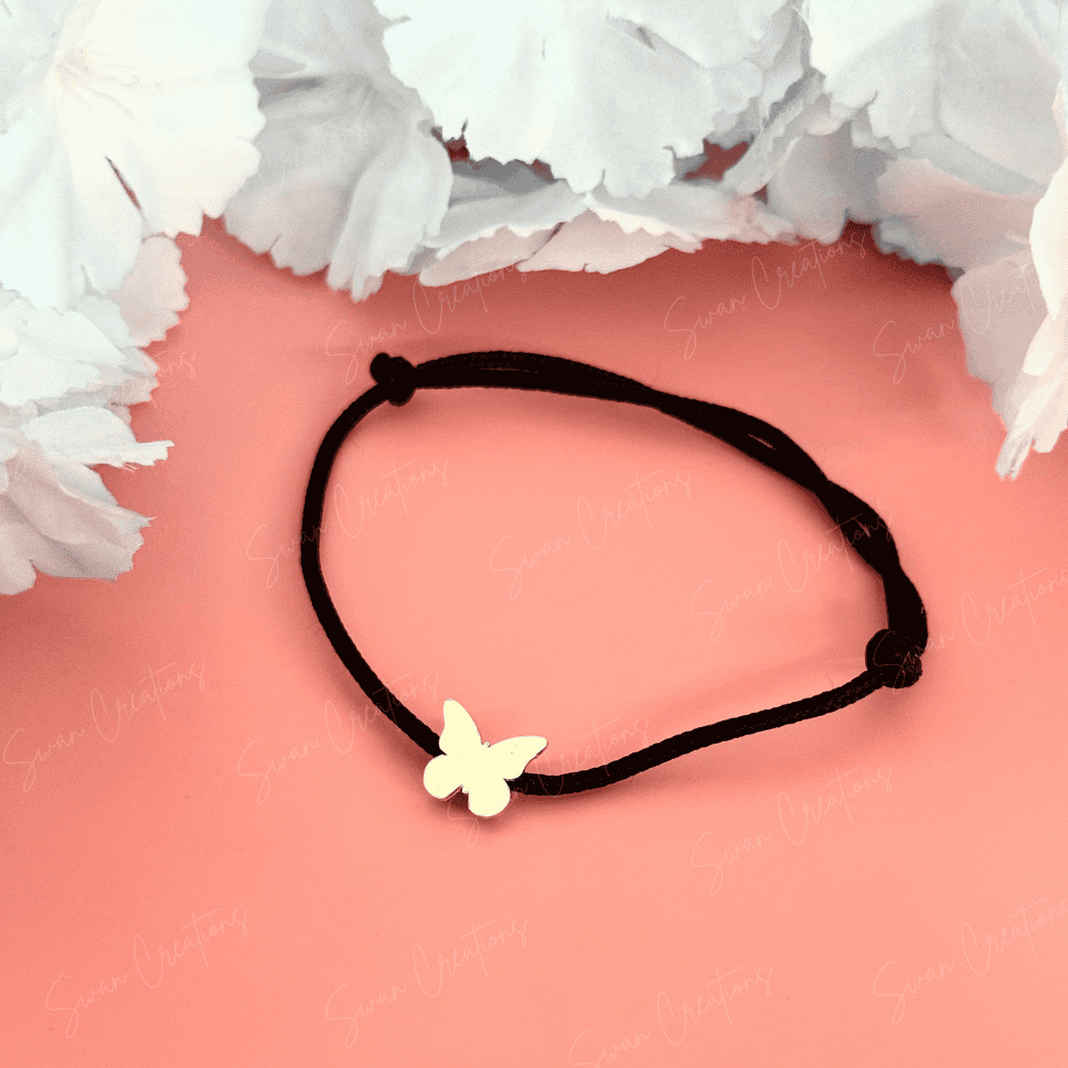 FLUTTERBY NAZARBATTU - BLACK THREAD - ANKLET - TRENDY ANKLET - BUTTERFLY NAZARBATTU - SWAN CREATIONS - NAZARBATTU - 925 SILVER - SILVER ANKLET FLUTTERBY– 925 SILVER NAZARBATTU - Image 1