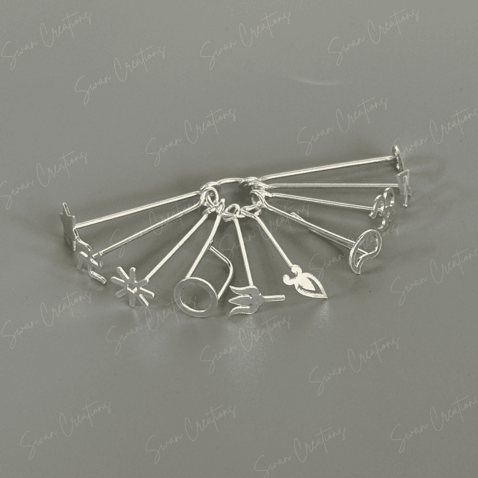 swancreations - impressions - silverbindi - bindi stamps - bindi sticks - 925silver bindi - pottukutchi - achupottu - tattoo - silver tattoo - navratri - chukkapullalu 925 Silver Navaratri / Dusshera kumkum set - Limited Edition - Image 1