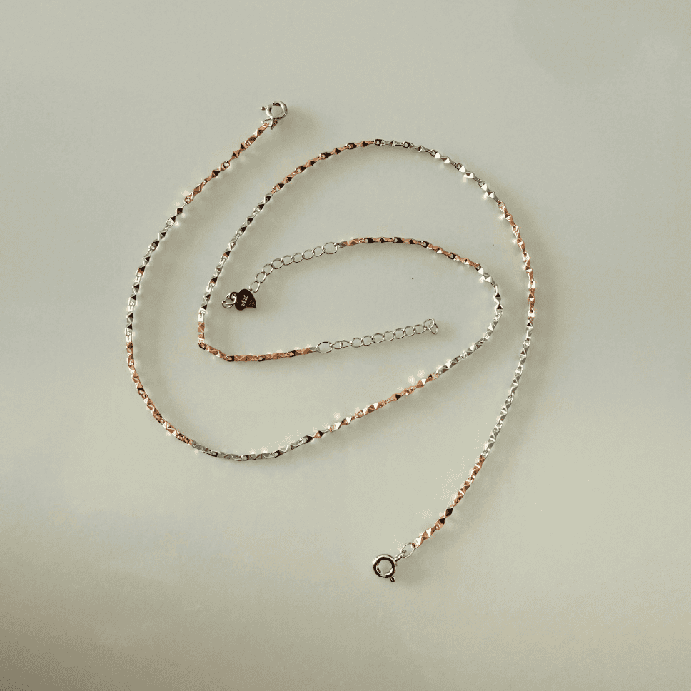 swancreations, 925silver jewellery, silveranklet, simple anklet, dual tone anklet, rose gold silver anklet 14 925 dual tone fancy chain anklet - Image 1