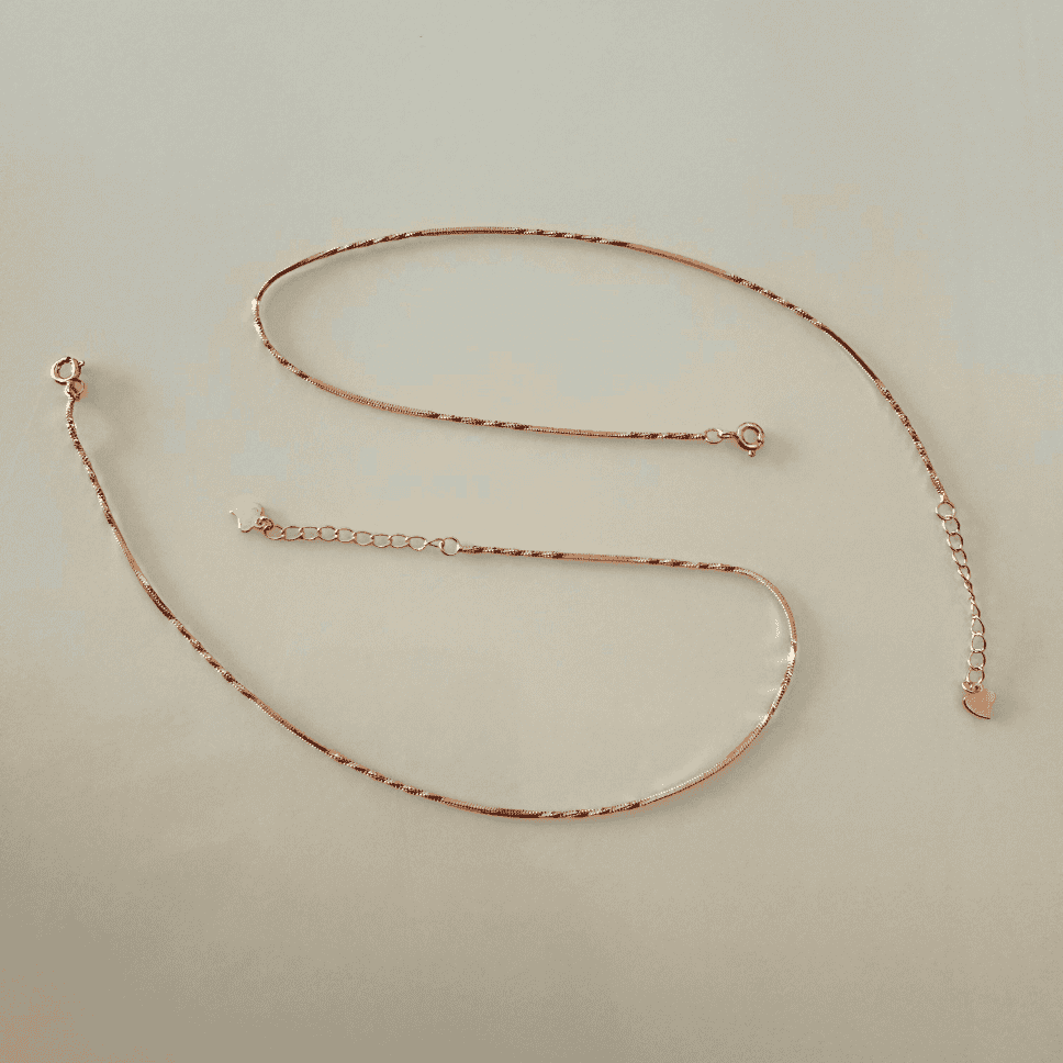 swancreations, 925silver jewellery, silveranklet, simple anklet, dual tone anklet, rose gold silver anklet 17 925 dual tone twisted snake box chain anklet - Image 1