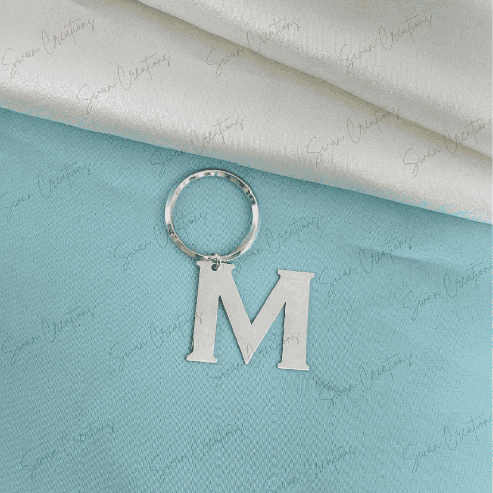 925 silver, keychains, personalised keychains , custom made, gifts for all 925 SILVER ALPHABET KEYCHAIN - Image 1